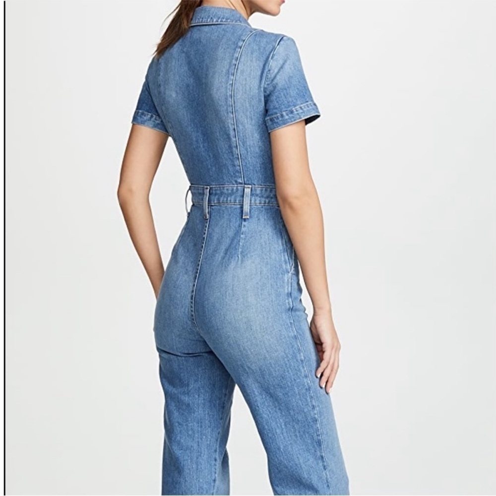 NWT Alive + Olivia Jumpsuit Gorgeous Wide Leg Zip Up Denim in Love Me Blue - Picture 6 of 16